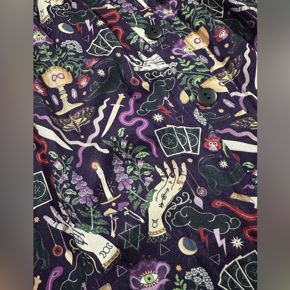 Disturbia Modern Mystic Black and Purple Patterned Mini Dress Sz 6 - Picture 6 of 6